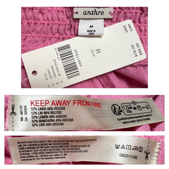 Anthropologie Smocked Linen Pants M - Picture 12 of 12